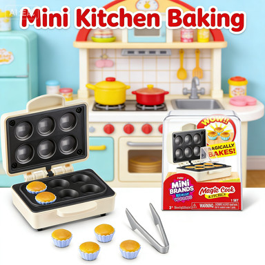Mini Brands Really Works Magic Cook Kitchen Capsule Series 1 (Cup Cake Maker) by ZURU, Miniature Real Working Kitchen Appliances, Non-Edible Collectible Mystery Toy for 3+ Kids