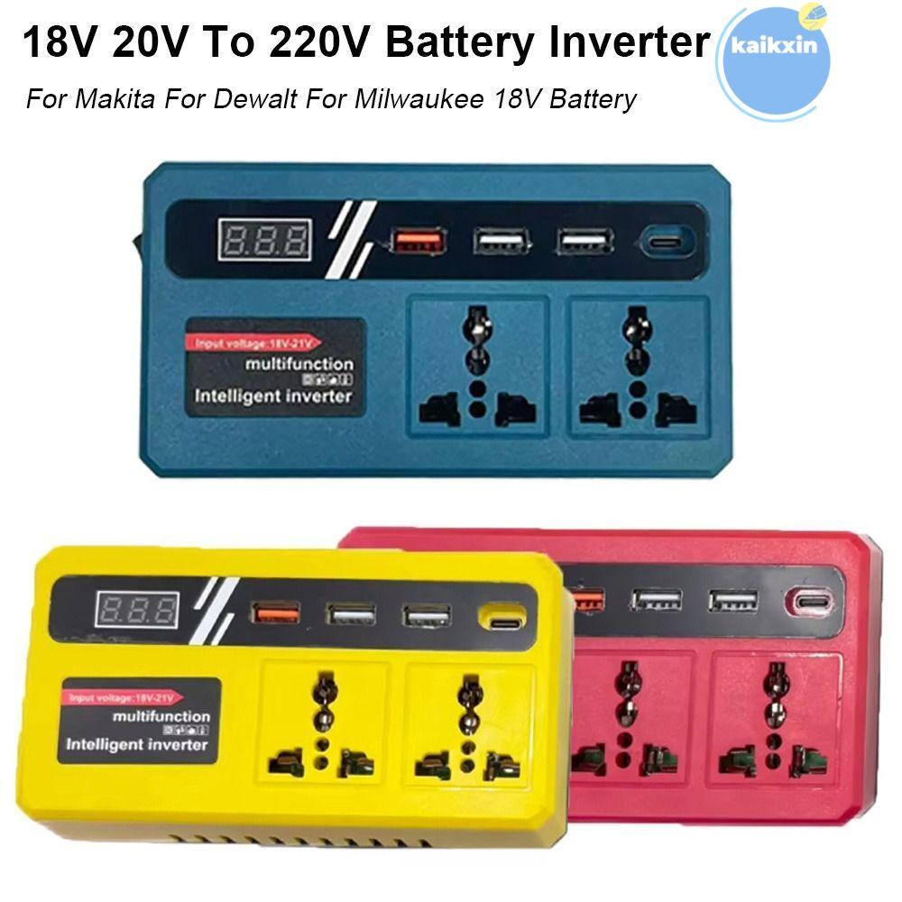 COOLSO 1Pcs Smart Transformer, 18v 20v To 220v Multifunctional Battery Inverter, Household 120W with 4 USB LED Socket Outdoor Work Inverter
