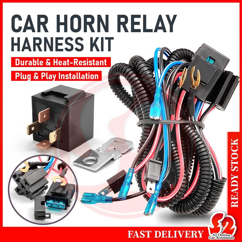 12V Universal Car Horn Relay Wiring Harness Kit With Fuse