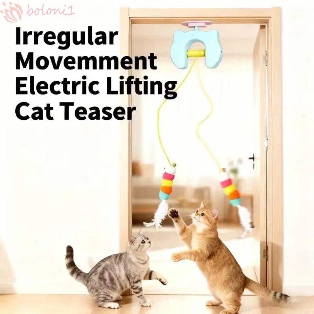 [COD] Electric Door Hanging Toy, Automatic Lifting Creative Elastic Rope Pet Toy, Rechargeable with Feather Bell Funny Self-Entertainment Toy Cat Teasing Artifact