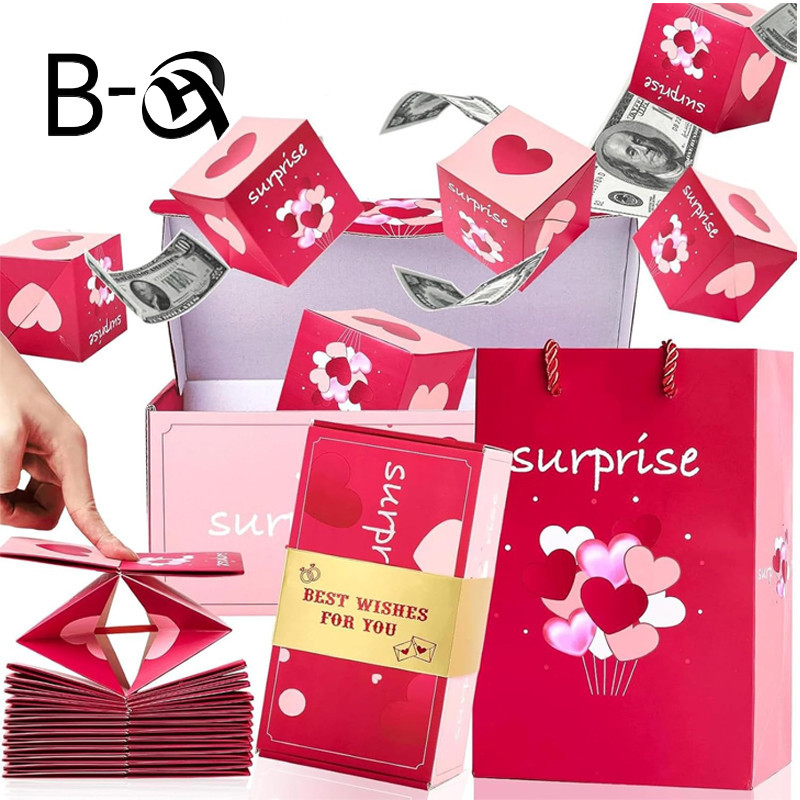 BHQ Surprise Gift Box Explosion Money Pop Cash Clip Box Mom Birthday Anniversary Valentine Proposal