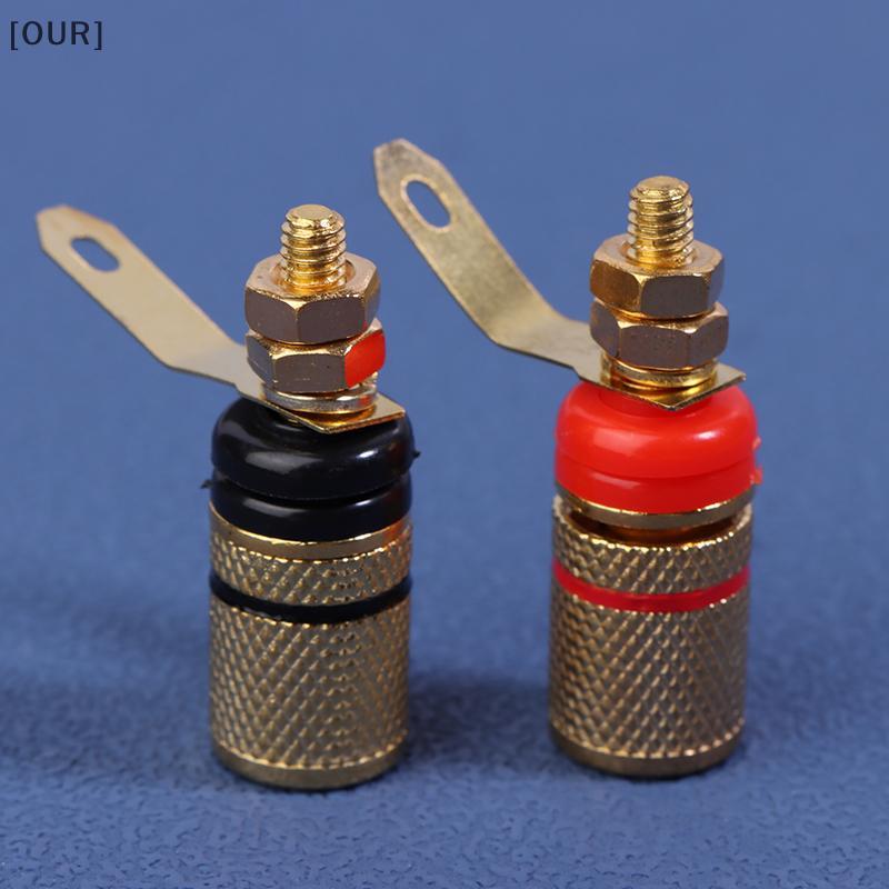 [OUR] 1Pair Gold Plated Amplifier Speaker Binding Posts Terminal 4MM Soets Speaker Plug Ja Connector Audio Terminal Banana Plugs null