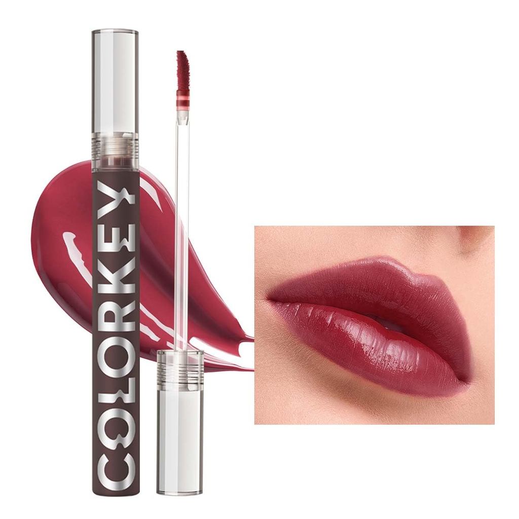 COLORKEY Lip Gloss Mirror Series, Lip Gloss Melembapkan dengan Minyak Pati, Pewarna Bibir Berkilau Tinggi, Bibir Tampak Lembap & Lebih Penuh, Gincu Cecair Tahan Lama (B705 Grape jelly)