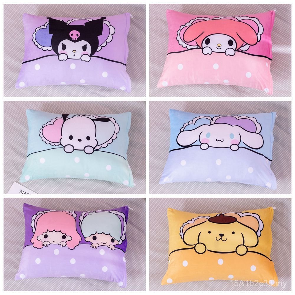Sarung bantal rumah gaya kartun Jepun, sarung bantal tebal untuk seorang, comel untuk perempuan, pasangan, kanak-kanak, pelajar, sarung bantal asrama.