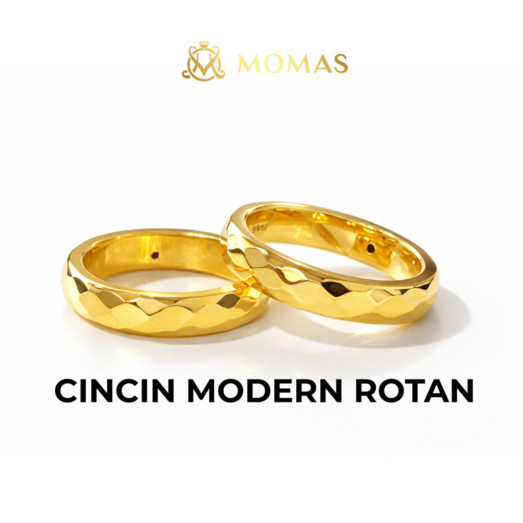 MOMAS CINCIN MODERN BELAH ROTAN 5D Emas 916 Original Emas 916 Tulen Cincin Emas 916 Bajet Cincin Bajet Emas 916 Tulen