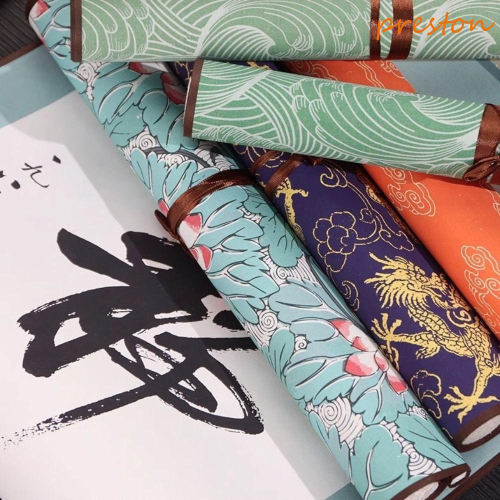 PRESTON Vintage Rice Paper Scroll, Hand-rolled Chinese Style Blank Hanging Blank Scroll, Painting Drawing Paper Handcrafts Self-made Gifts Calligraphy Paintings Mounting Scroll