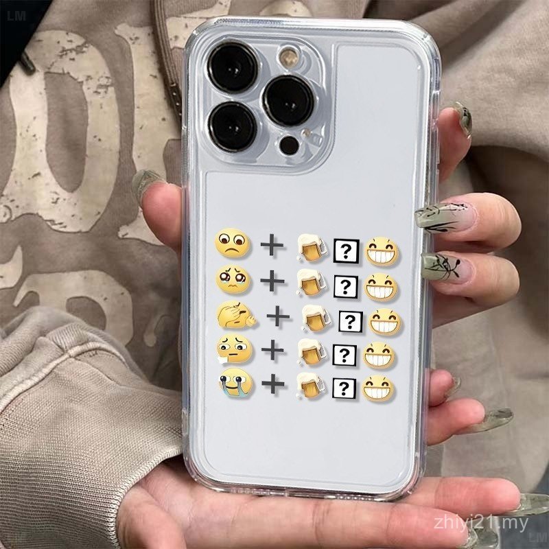 Fun Beer Expression Creative Fashion Transparent Protective Case Suitable for iPhone 17promax/14/16promax/13pro/14promax/13/7plus/15/17pro Shock-resistant Phone Case
