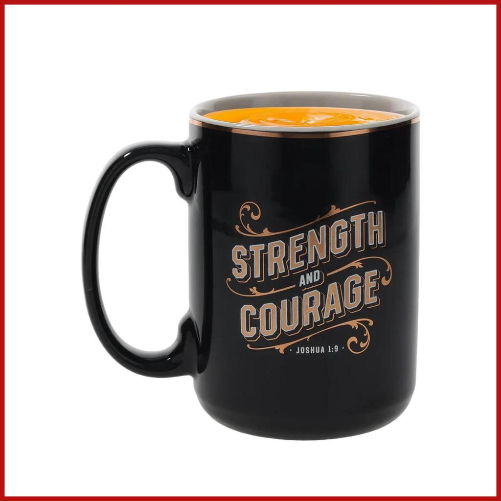 Inspirational Mugs 11oz Ceramic Strength and Courage Drinkware Motivational Quote Coffee Cup for Home Office pomermy