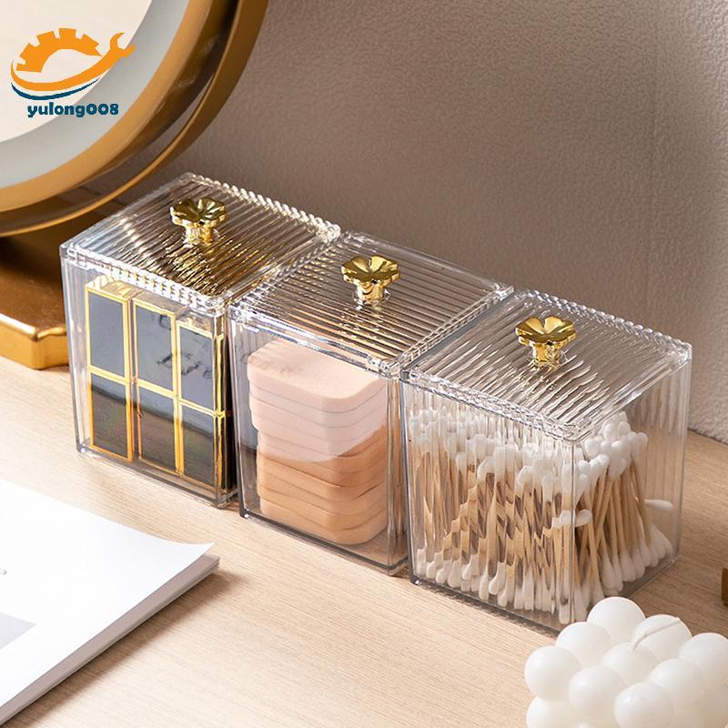 [MR] Acrylic Makeup Organizer Cotton Swabs Container Cosmetic Jewelry Cotton Pad Storage Box For Bathroom Organization TH