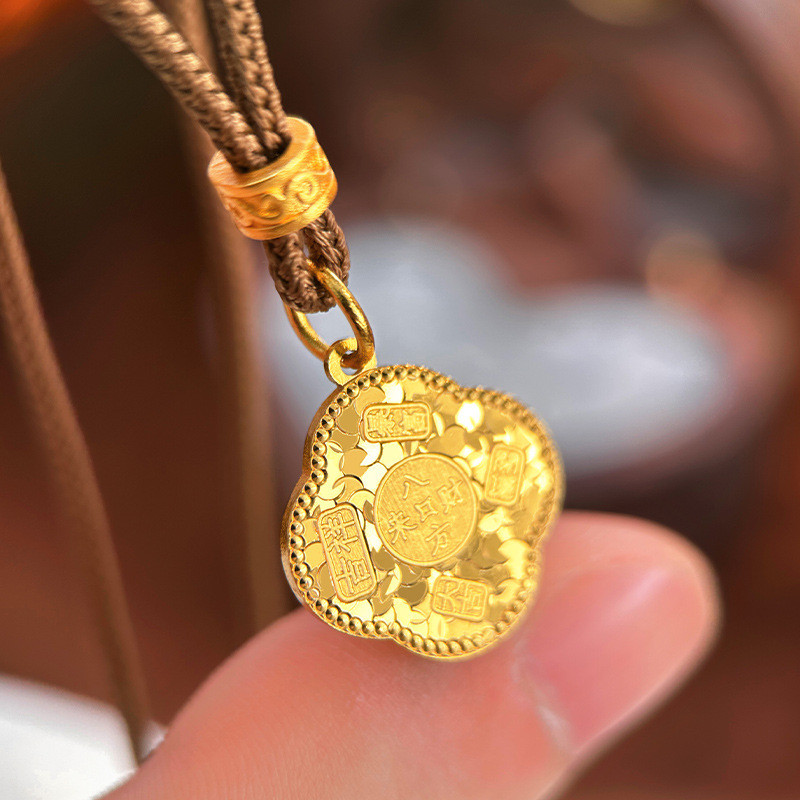 916 gold Flashing Ice Ice Auspicious Words Four-Leaf Emas 916 Subang / diy charm gold 916