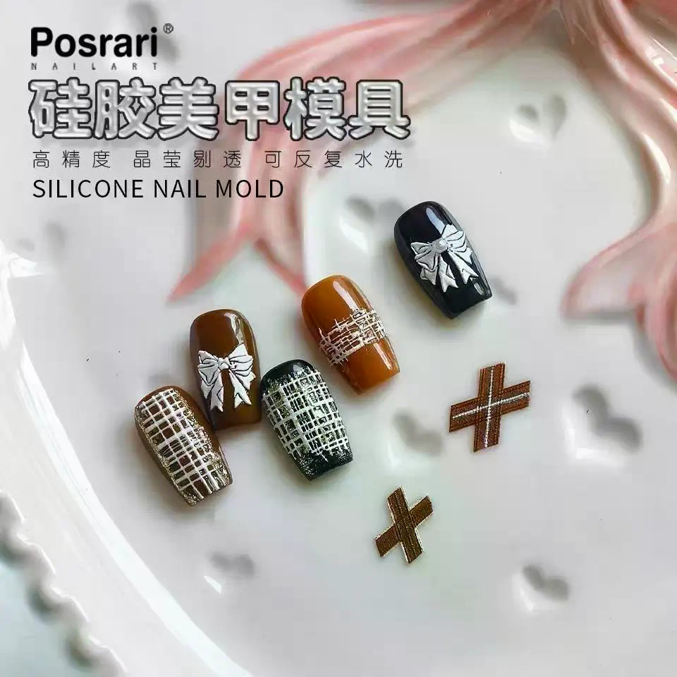 Simple Lace Bowknot Manicure 3d Crystal diy Carved High Transparent Mirror Silicone Mol…