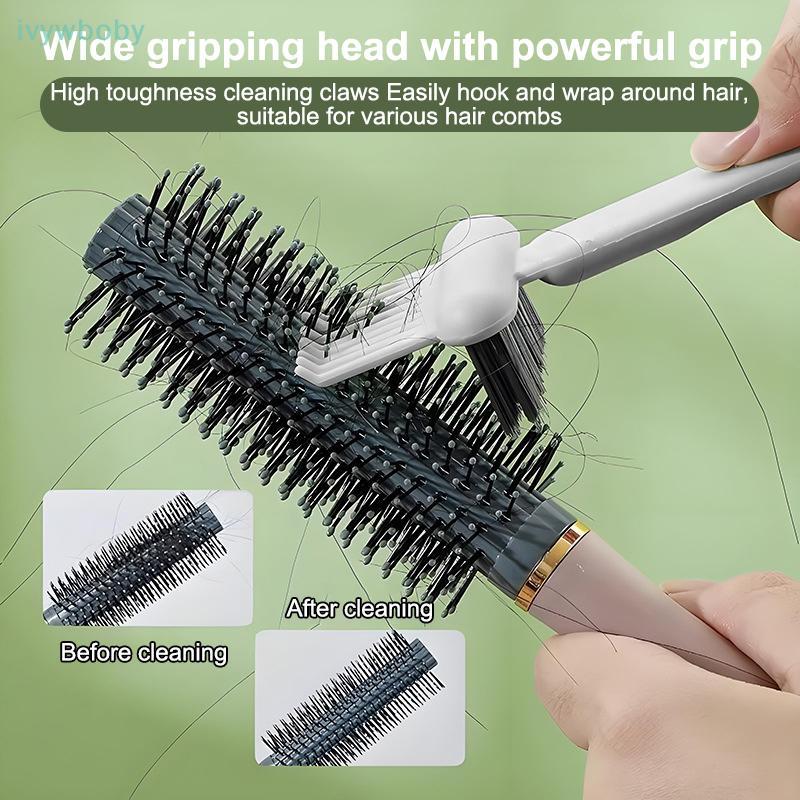 [IVY] 2 In 1 Hair Brush Cleaning Tool,b Cleaning Brush, Portable Hair Brush Cleaner Rake, Hairbrush Cleaner Solution GOOD