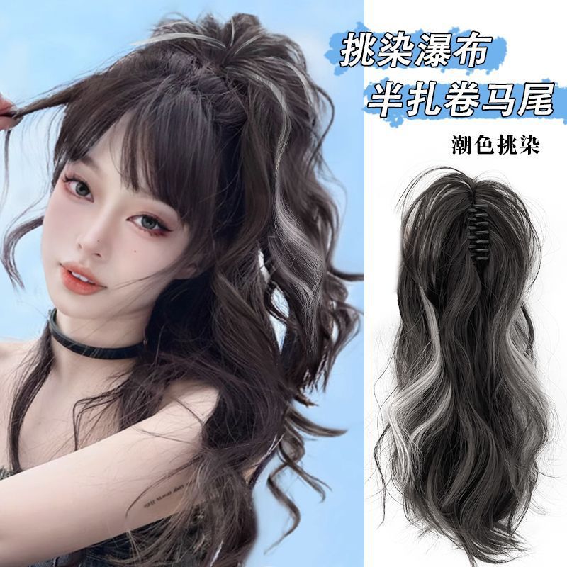HC-15 hair clip on pony tail ponytail ponytail ponytail 1 clip wig clip kpop style idol two tone highlight