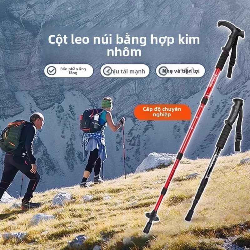 Tongkat trekking lipat teleskopik ultra-ringan untuk aktiviti mendaki dan mendaki gunung, tongkat berjalan anti-gelincir IDJW