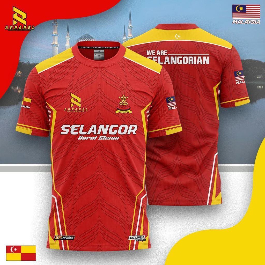 Selangor Jersey, Red Islamic Style Long Sleeved, Sublimated Sports T-shirt, High Quality, Breathable and Quick Drying