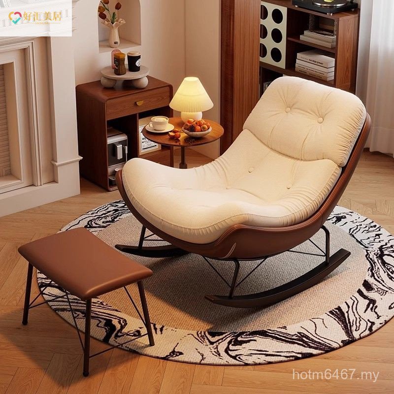 Single Reclining Chair Living Room Light Rocking Designer Luxury Lazy Chair Rocking Chair Adult Balcony Rocking Chair Household Leisure So