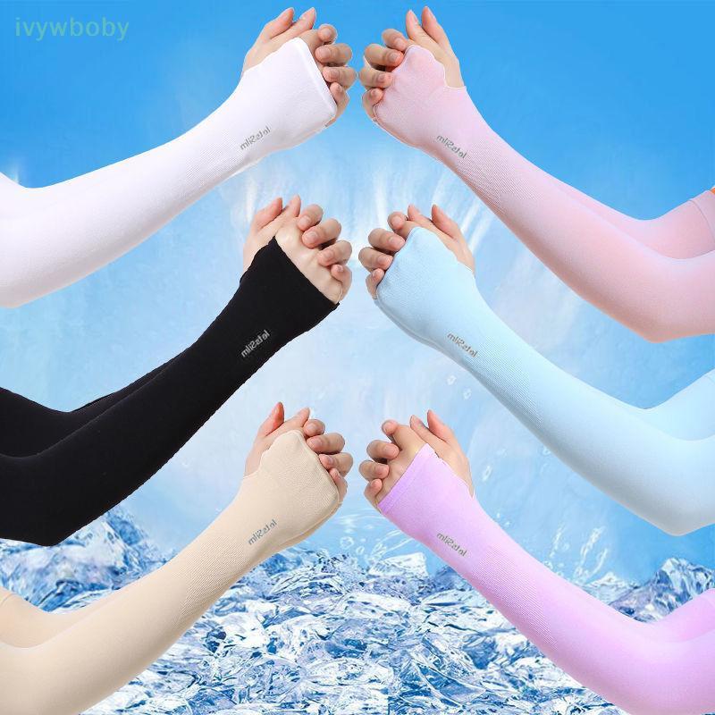 [IVY] Summer Ice Silk Long Sleeves Anti-Sunburn Arm Cover Men Women Cuff New Cool Hand Sleeves Anti-UV Cycling Arm Sleeve Fingerless GOOD
