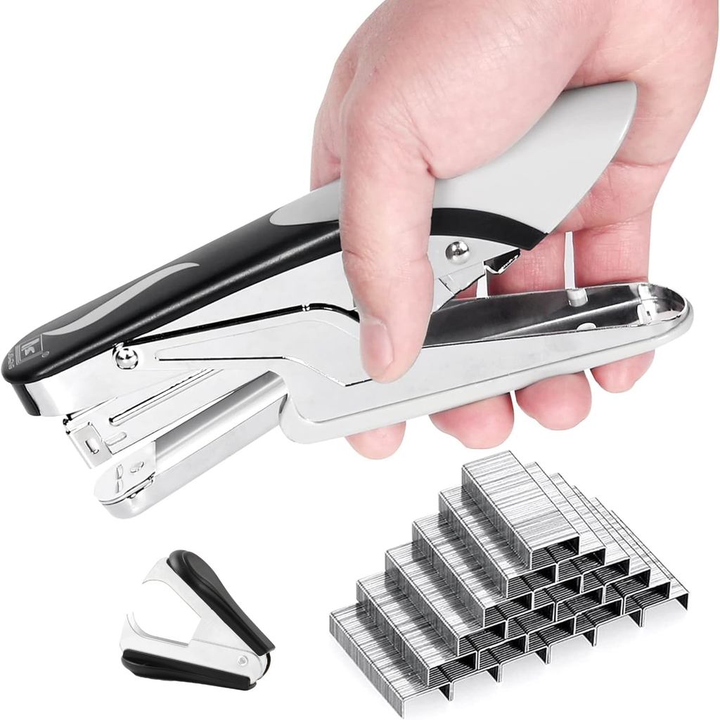 Stapler Heavy Duty dengan 1000 Staple dan Pencabut Staple, Kapasiti 20 Lembaran, Stapler Meja Pejabat untuk Menyusun Kertas di Rumah, Sekolah, Gudang, Buatan Tangan, Tidak Tersangkut