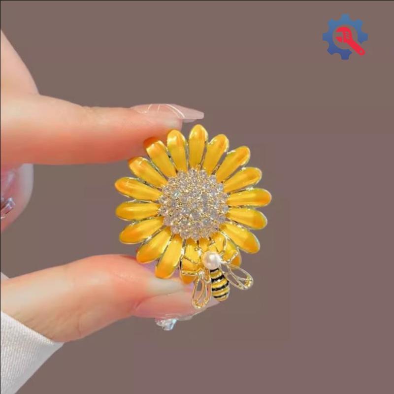 [GEX] Fashion Luxury Rhinestone Bee Enamel Sunflower Brooches Women Clothing Coat Jewelry Accessries [TH]