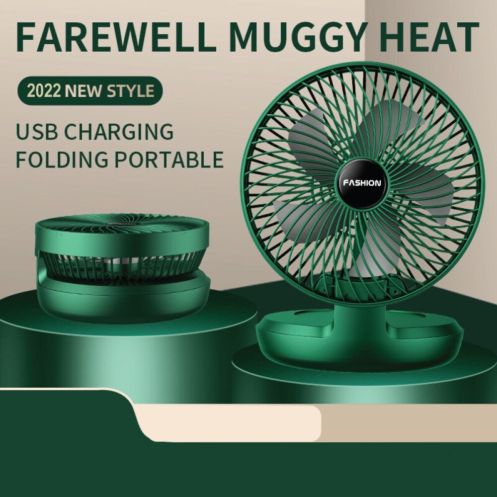 8 Inch USB Desktop Fashion Rechargeable  Folding Fan Big Wind Fan Folding Kipas USB USB Fan Portable Fan Micro