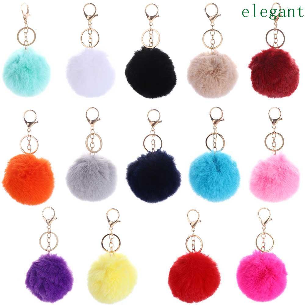 ELEGANT Car Keyring Multicolor Accessories Car Keyring 8cm Cute Faux Rabbit Fur Handbag Charms Bag Pendant 1PC Pom Fluffy Key Chains