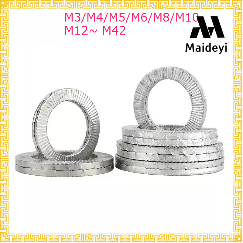 DIN25201 Double stack self-locking anti-loosening gasket 304 stainless steel bite type toothed anti-loosening and anti-skid locking gasket M3/M4/M5/M6/M8/M10/M12~ M42 【MDY918-MO】