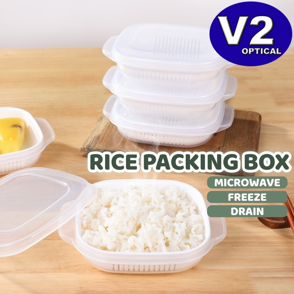 Microwave Rice Heating Packing Box Fridge Heat-resistant Separate Double Layer Food Storage Lunch Box With Drain Basket