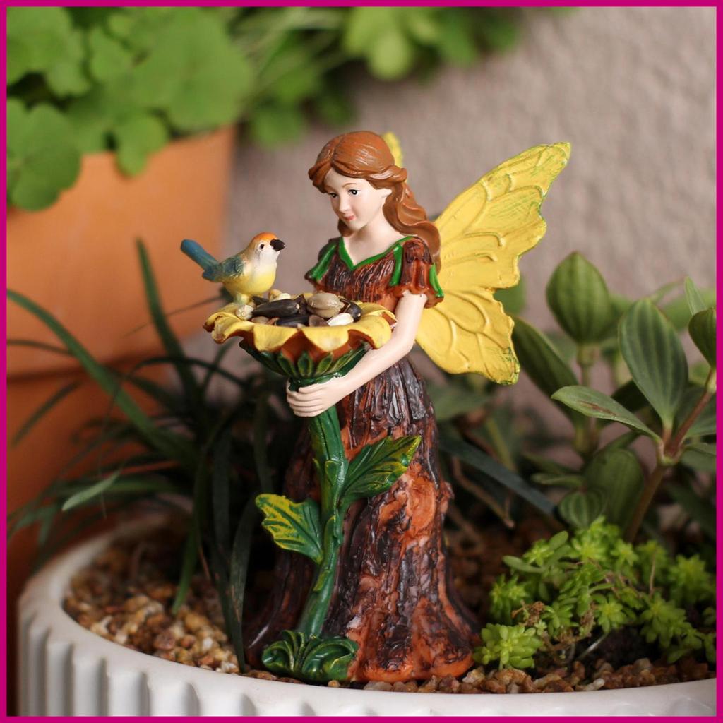 Garden Fairy Decor for Outside Outdoor Bird Feeder 4.25 Inch Waterproof Sculpture Garden Fairy Statue sentanemy