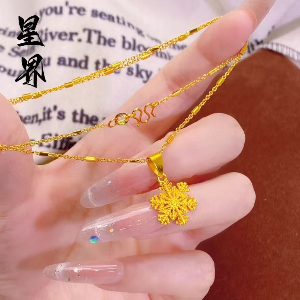 916 gold Snowflake Pendant Women emas loket 916 Snowflake