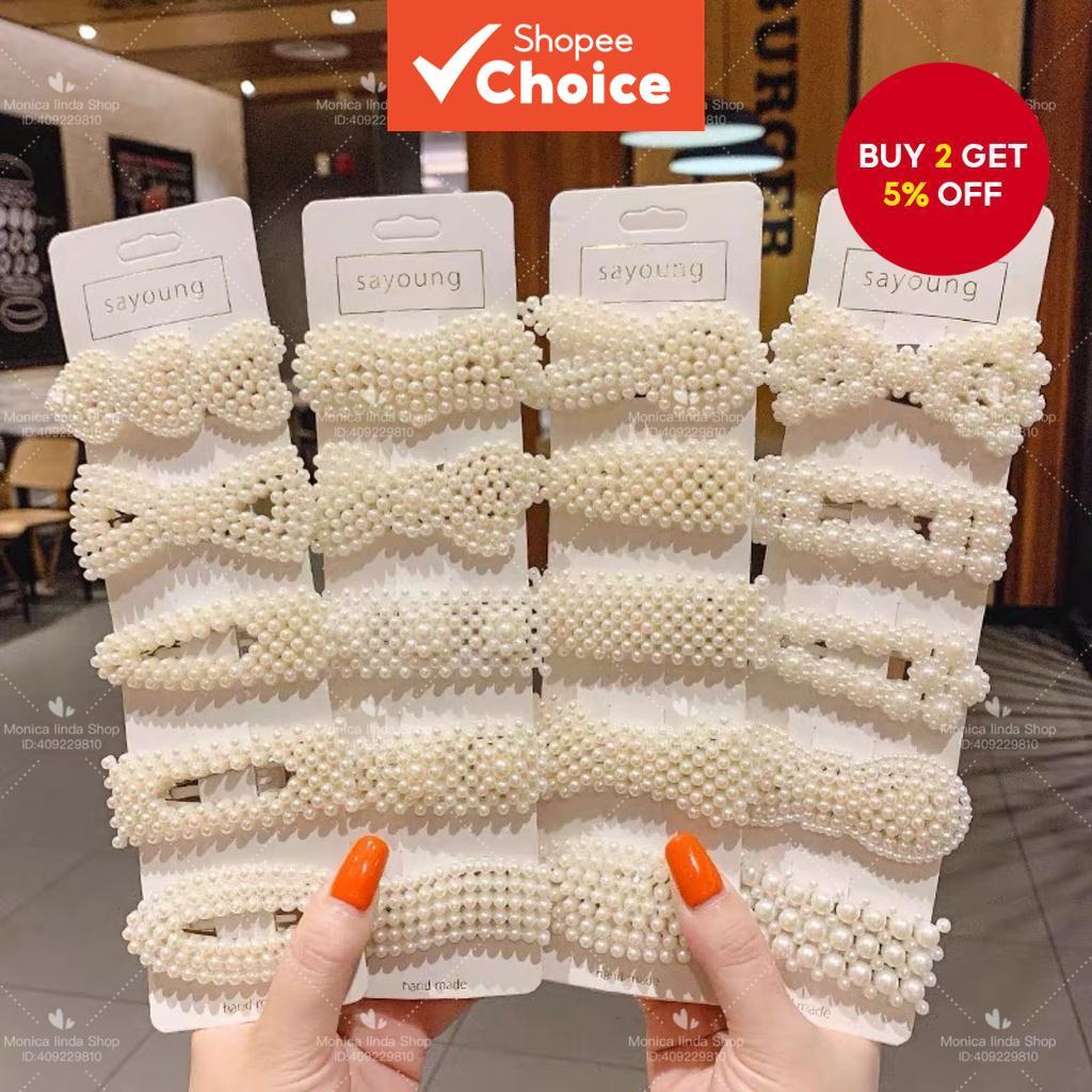 Geometric Imitation Pearl Hair Clips Fashion Hairpins Accessories for Women Girls 10pcs