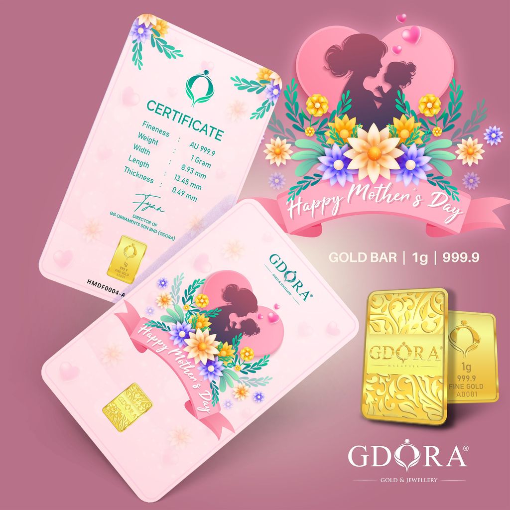 GDORA Gold Bar 1.00gram Mother's Day Lovely Floral 999.9