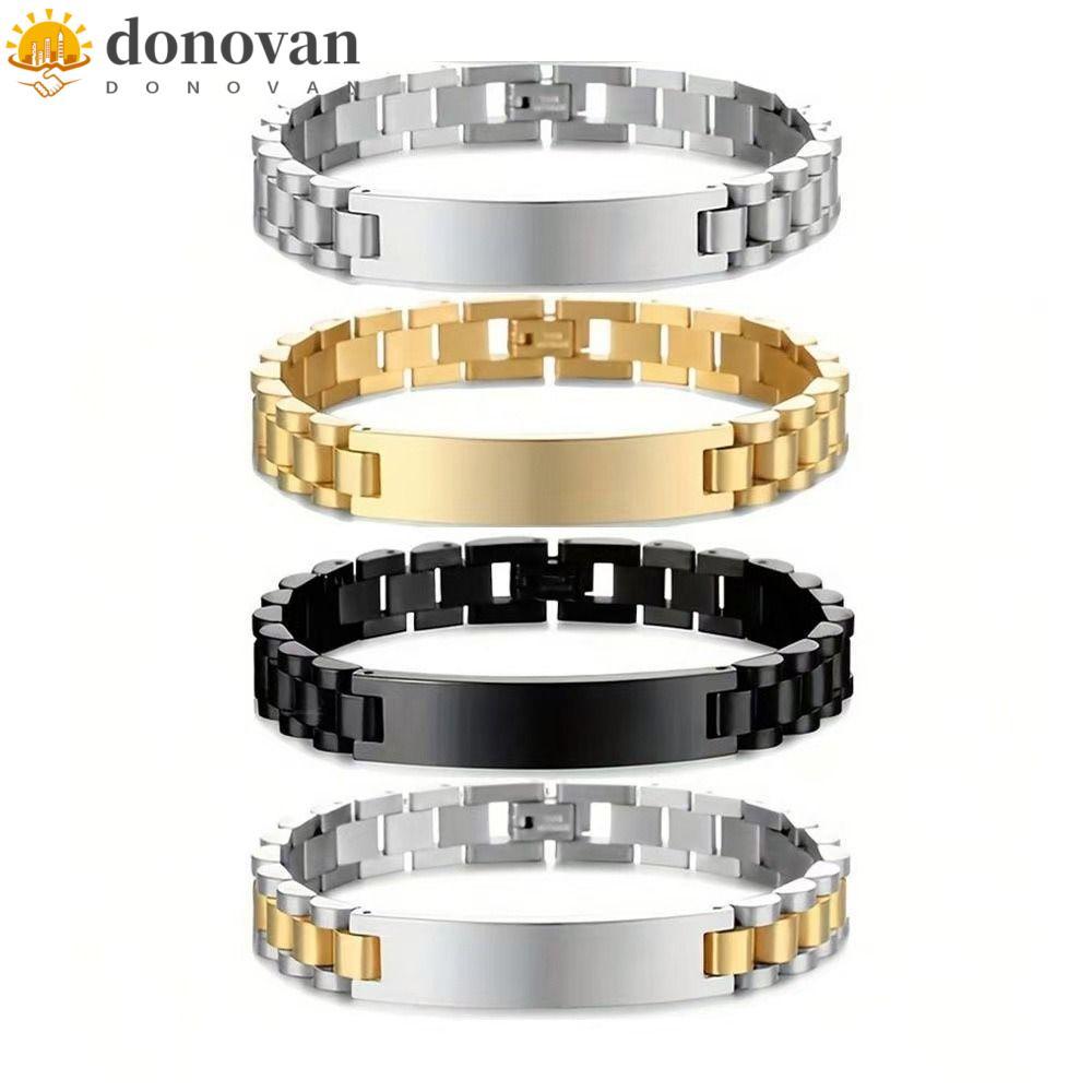 DONOVAN Blank Chain, 10MM -15MM Fashion Stainless Steel Bracelet, Minimalist Round Smooth High Polished Wrist Bangle for Men Outdoor
