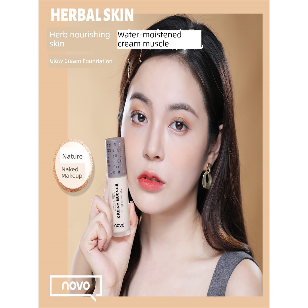 Novo Herbal Skin Nourishing Liquid Foundation Long-Lasting No Makeup Concealer Moisturizing Oil Control BB Cream Flagship Store Official