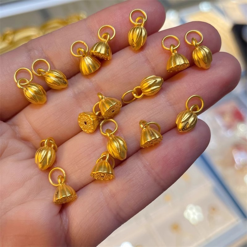916 gold Two Generations Happy Lotus Lotus Heart Bracelet Bracelet Pendant /emas loket 916 Lotus