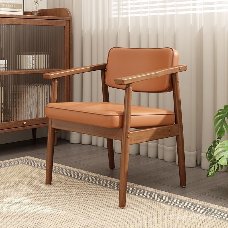 Soft Chair Tea Japanese Style Backrest Chair Table Chair Nordic Armrest Chair Presidential Study Bag Dining Chair Solid Wood Comfortable Desk BEZV
