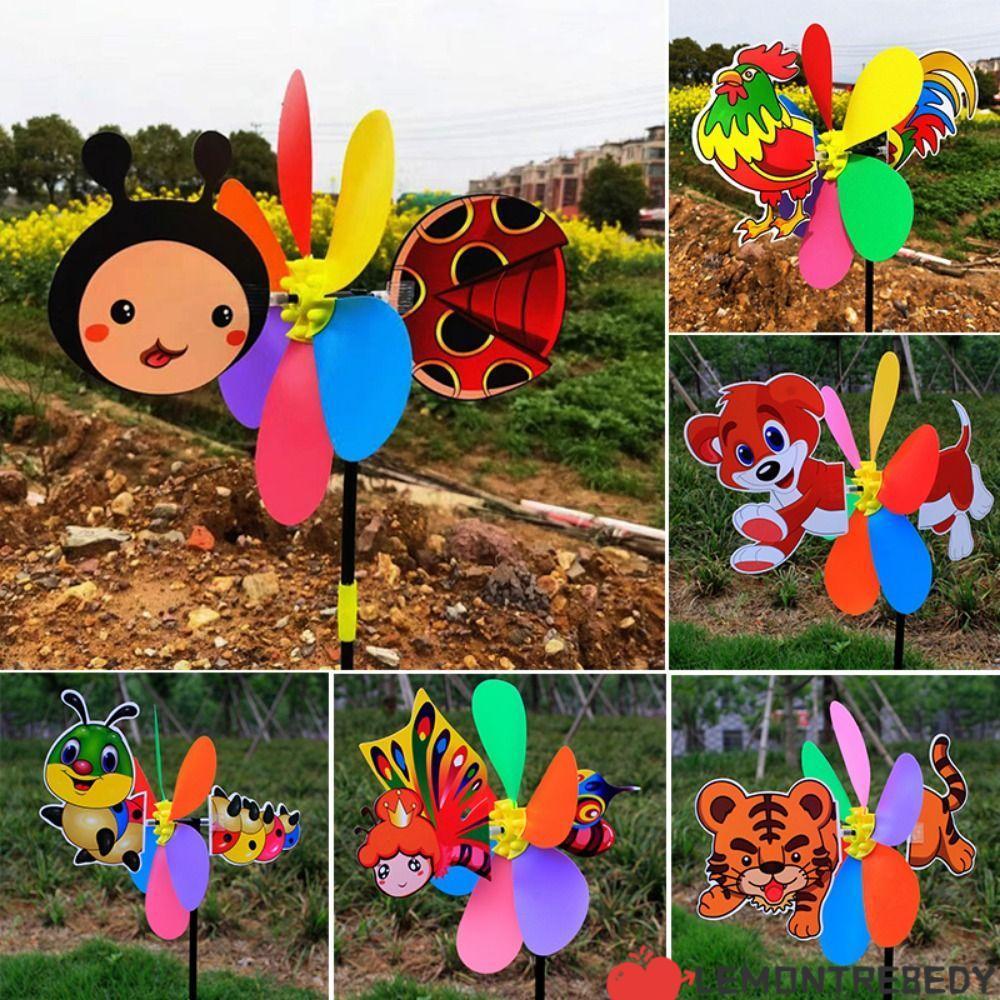 LEMONTRE8EDY Cartoon Windmill, Colorful Three Dimensional Animal Bee Six Colors Windmill, High Quality Plastic Cartoon Children Toys Garden Yard Decor