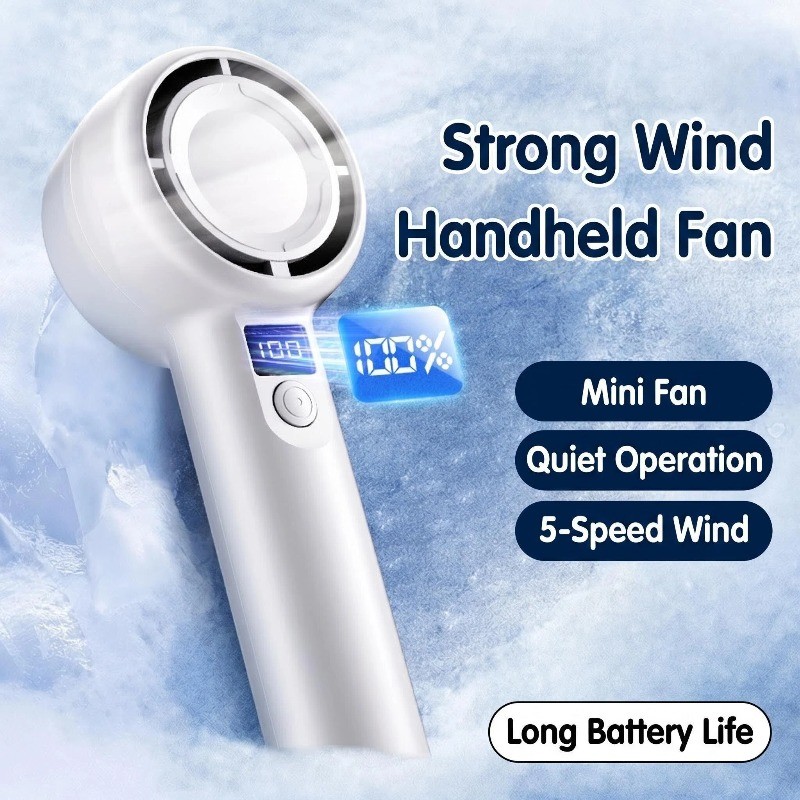Strong Wind Handheld Fan Kipas Mini USB Rechargeable 5-Speed Adjustable Portable Fan Kipas Murah