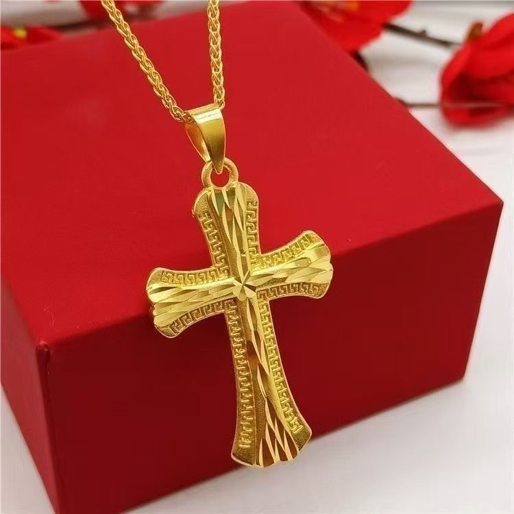 Woman man Loket Salib Emas 916 / 916 Gold Cross Pendant