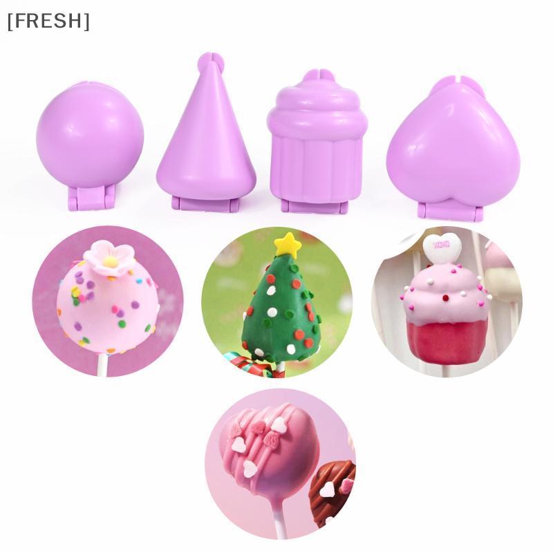 [FRESH] 4pcs/set Round/Heart/Cone/Cupcake Lollipop Mold Plastic Cookies Cakepop Mould DIY Fondant Cake Decorating Tools Baking Supplies null