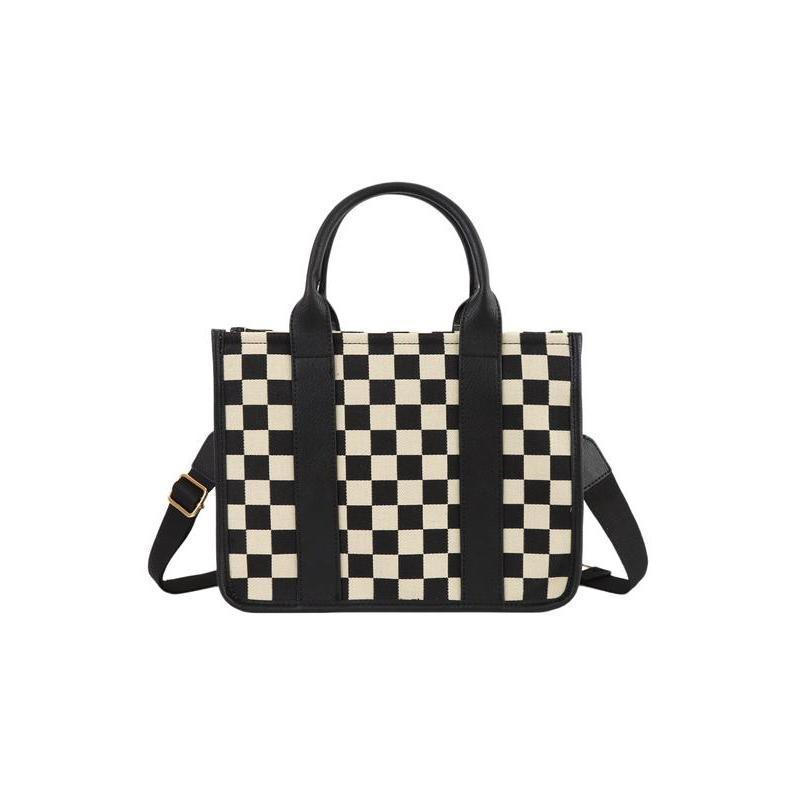 CheckerboardPatternToteBag,FashionableCanvasShoulderBagforWomen,CasualTrendyVersatileHigh-qualityDailyCommutingBag,GirlFashionableShoppingBag,CrossbodyToteBag