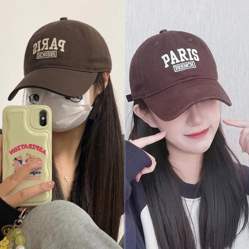 Letter Embroidery Sun Hat Baseball Cap Slimming Korean Style Fashion Retro Casual Genderless