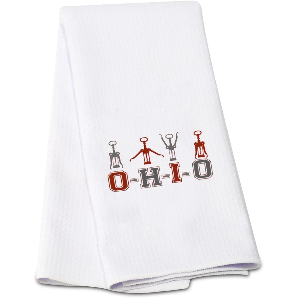 Tuala Dapur Lucu G2TUP, Tuala Pinggan Berbentuk Karung Tepung Negeri Ohio, Set Tuala Tangan Putih Bercetak dengan Kata-kata Lucu, Hadiah Sempurna untuk Pemindahan Rumah Baru (Ohio State Flour Sack KT)