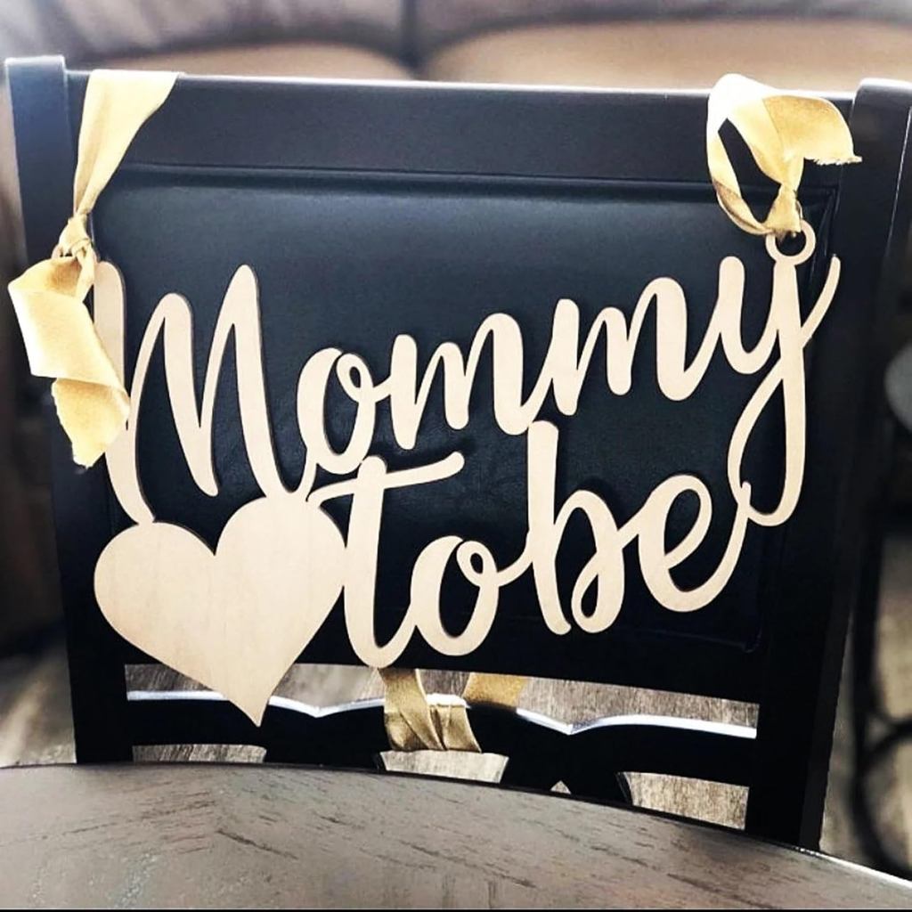 Papan Tanda Kerusi Mommy to Be, Hiasan Kerusi Kayu untuk Majlis Baby Shower bagi Ibu Baru, Hiasan Majlis Baby Shower