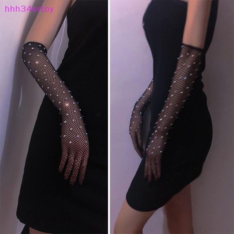 hhh34ertoy> Women's Fashionable Hot Diamond Sparkling Mesh Fishing Net Elastic Gloves well