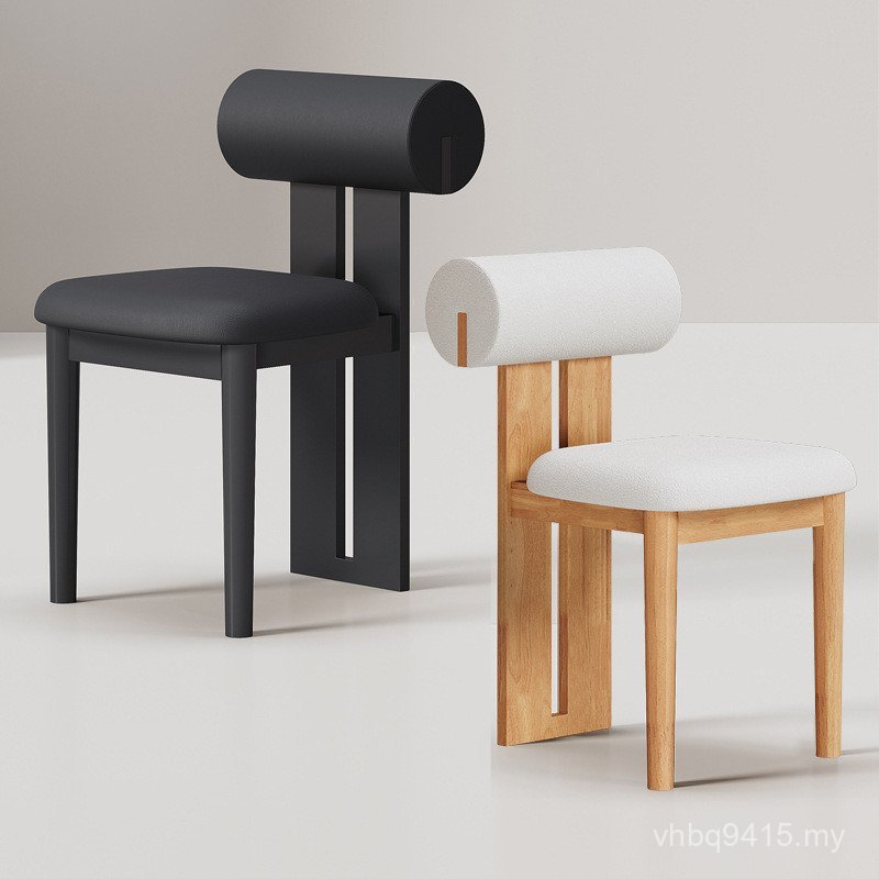 Solid Wood Dining Chair Luxury Premium Eating Makeup Stool North Chair Island Log Household Black Taiwan European Style Dining Table Light Style QHIS