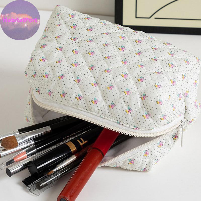 HabitatPort Floral Print Travel Portable Minimalist Large Capacity Soft Storage Makeup Bag MY