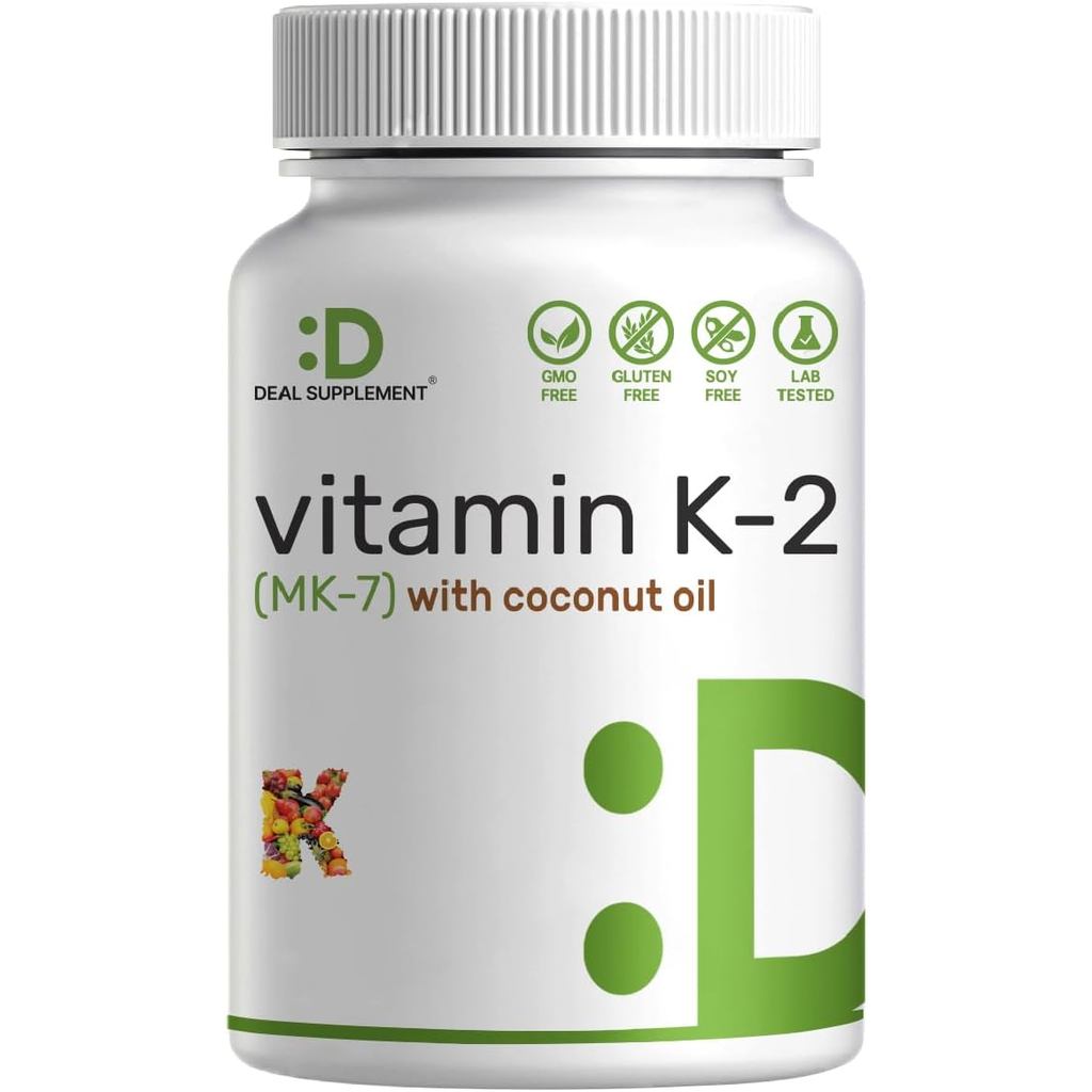 Deal Supplement Vitamin K2 Mk-7 200mcg Per Serving, 240 Coconut Oil Softgels | Easily A…