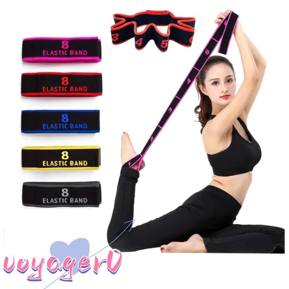 【Fast Shipping】VOYAGER Yoga Stretching Belt, Elasticity 8 Section Dance Resistance Bands, Digital Dance Tension Band