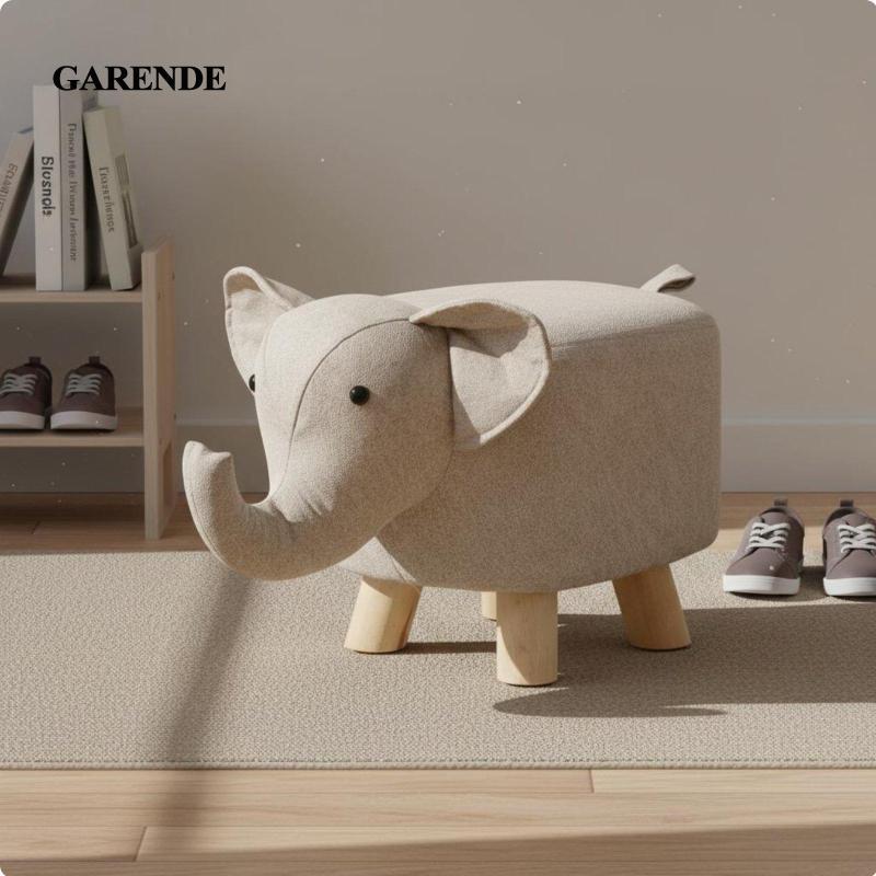 [Garende] Fabric Animal Stool Elephant Design Upholstered Footstool Kids Mini Chair Soft Bench for Childrens Play Area