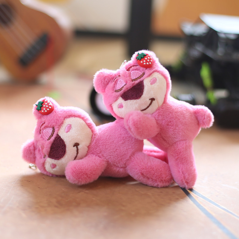 [Ready Stock] Cute Cute Strawberry Bear Pendant Plush Toy Doll Lying Bear Bag Ornaments Keychain Doll Doll Mini xycwanju4/27gj